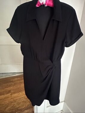 Nine West Black Short-Sleeve Wrap-Style Mini Dress